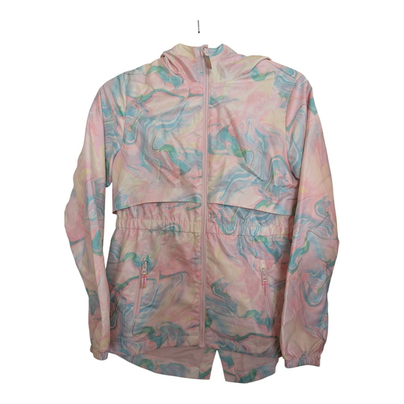 Champion C9 Rain Jacket Girls L Iridescent Bubble Print Swirl Zip Pocket - Picture 2 of 8